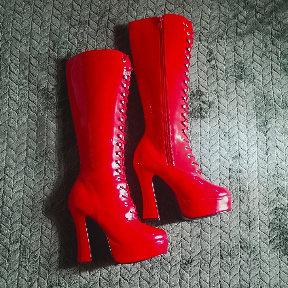 Red Platform Boots